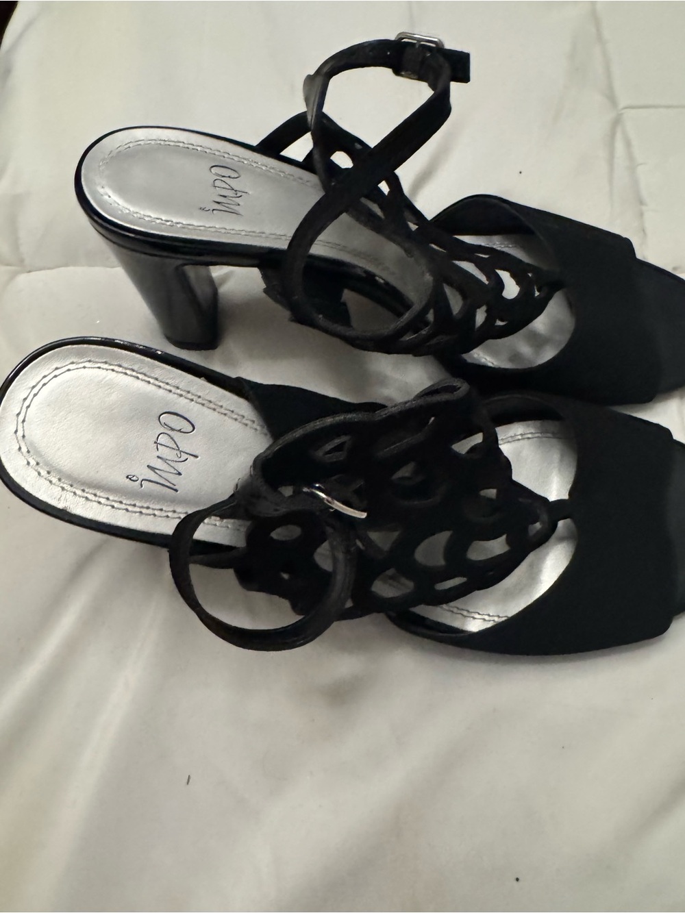 Black Strappy Block Heel Sandals for Women